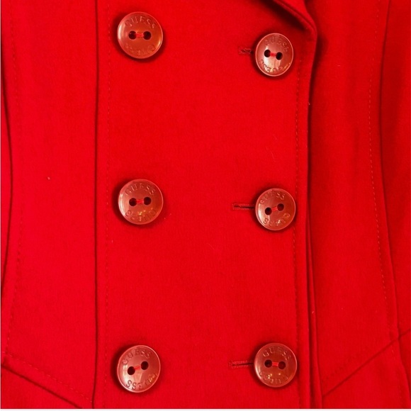 Guess Womens Double Breasted Wool Blend Peacoat Coat Jacket M Red Preppy College - Picture 3 of 7